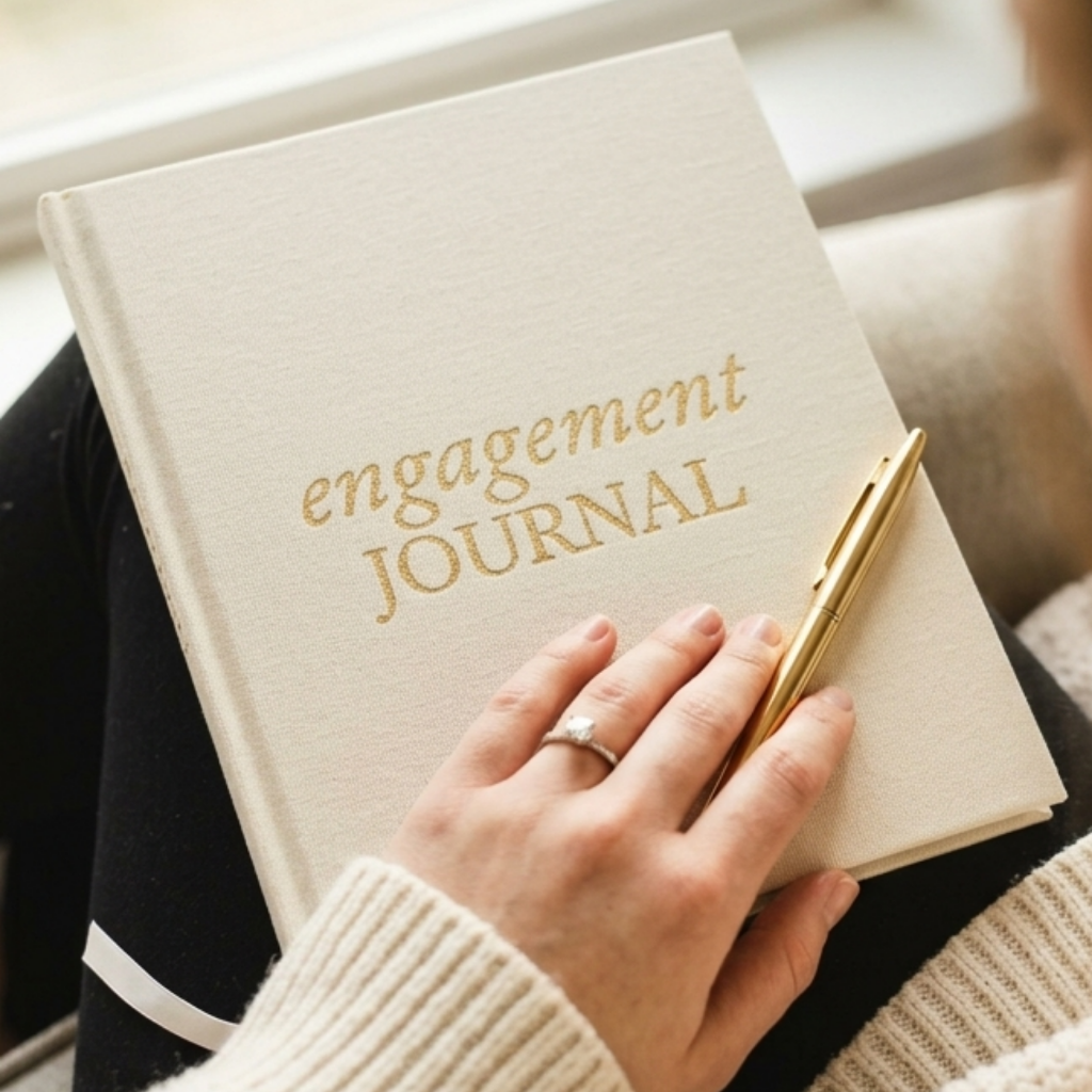 Heartfelt Gifts engagement journal with lined pages and decorative cover for documenting special moments and memories.