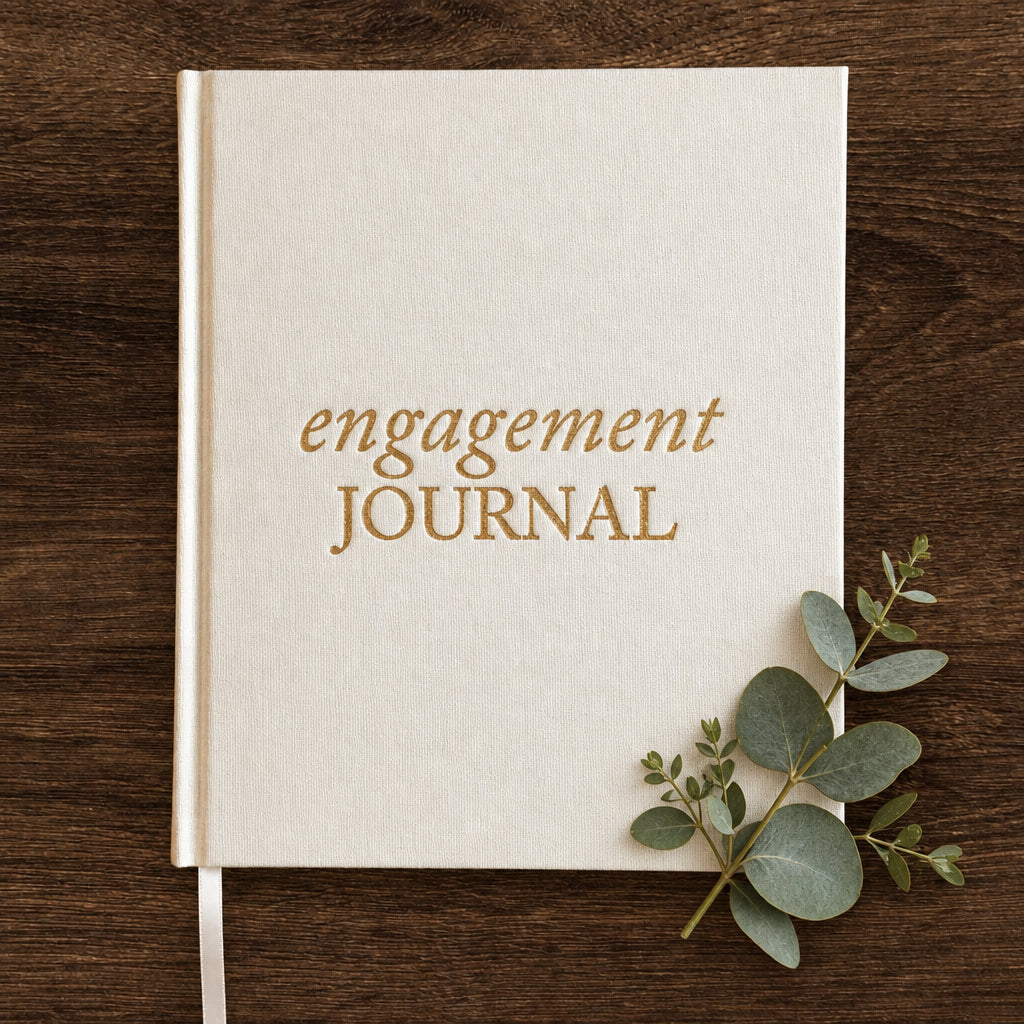 Heartfelt Gifts engagement journal with lined pages and decorative cover, perfect for capturing wedding planning memories.